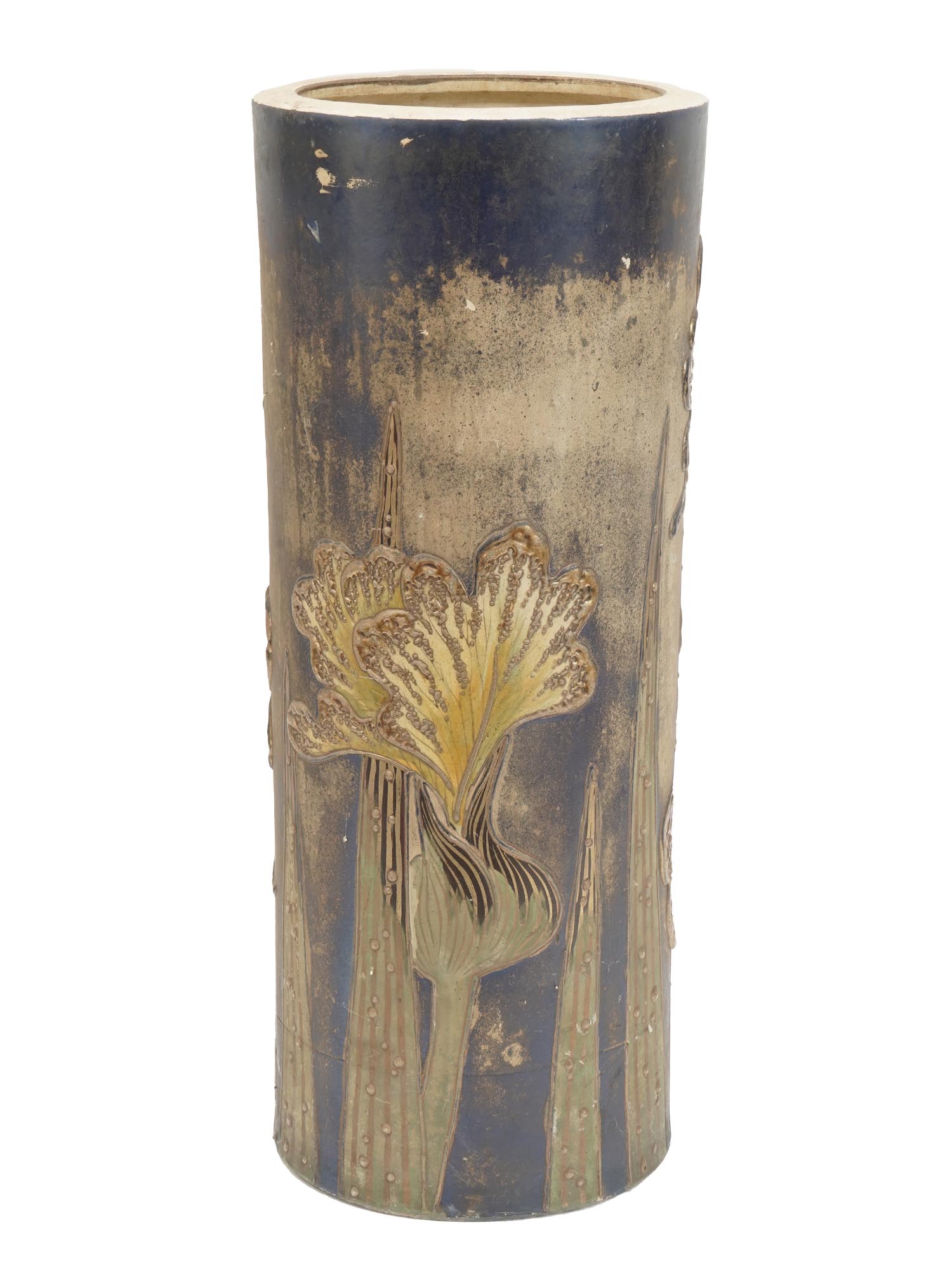 ASIAN PAINTED AND GILDED CERAMIC UMBRELLA STAND PIC-1